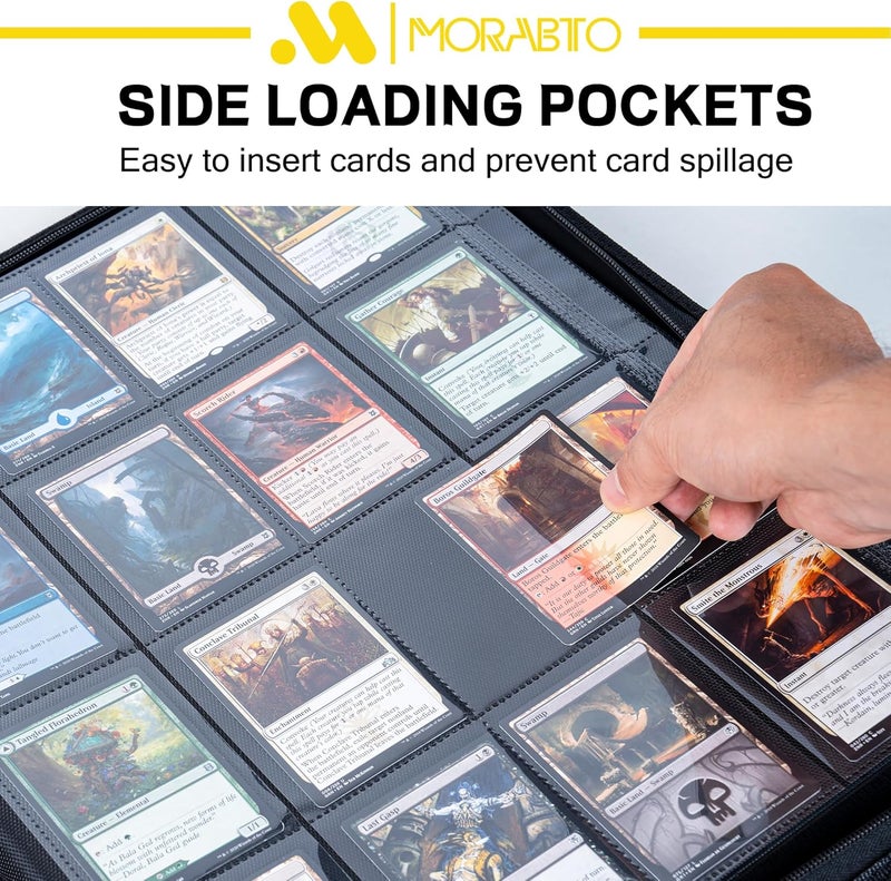 MORABTO 16 Pocket Card Binder,Trading Card Binder Holds up to 1024 Cards with 32 Sleeves,Zipper Card Holder Album Compatible with TCG/Sports Cards-Black Model B - Image 4